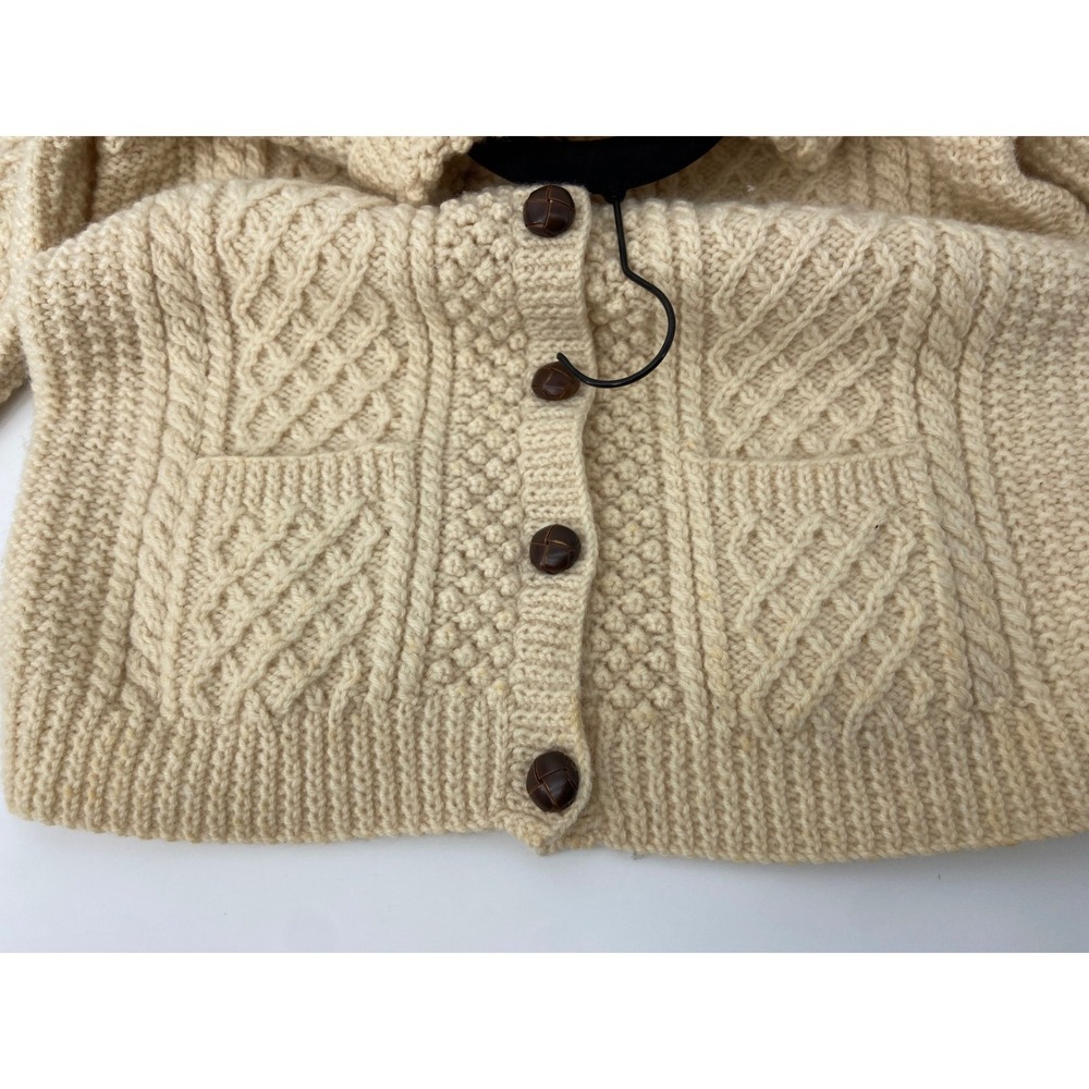 Carbery Sweater Women Medium Cardigan Fisherman Wool Ireland Cable Knit Vintage - Picture 7 of 7